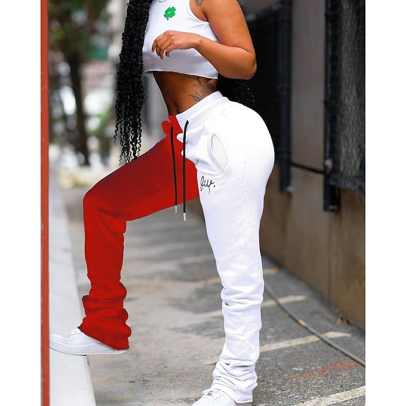 Women's Sweatpants Joggers Casual / Sporty Hip Hop Full Length Color Block Drawstring Side Pockets Comfort Micro-elastic Sports Weekend Yellow + gray Black + gray black + yellow Black+Green Regular2