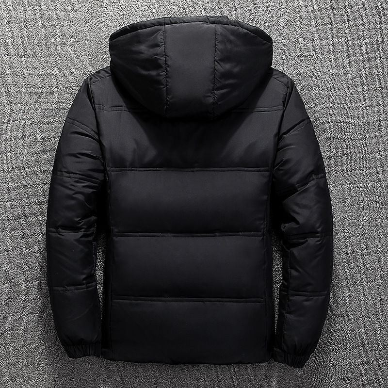 Men's Winter Coat Down Jacket Puffer Jacket Zipper Hooded Office & Career Date Casual Daily Outdoor Casual Sports Winter Solid / Plain Color Dark Grey Black Red Puffer Jacket3