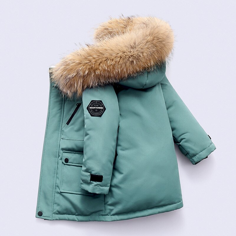 Kids Boys Down Coat Outerwear Solid Color Long Sleeve Coat Outdoor Cute Adorable Green Black Red Winter Fall 7-13 Years