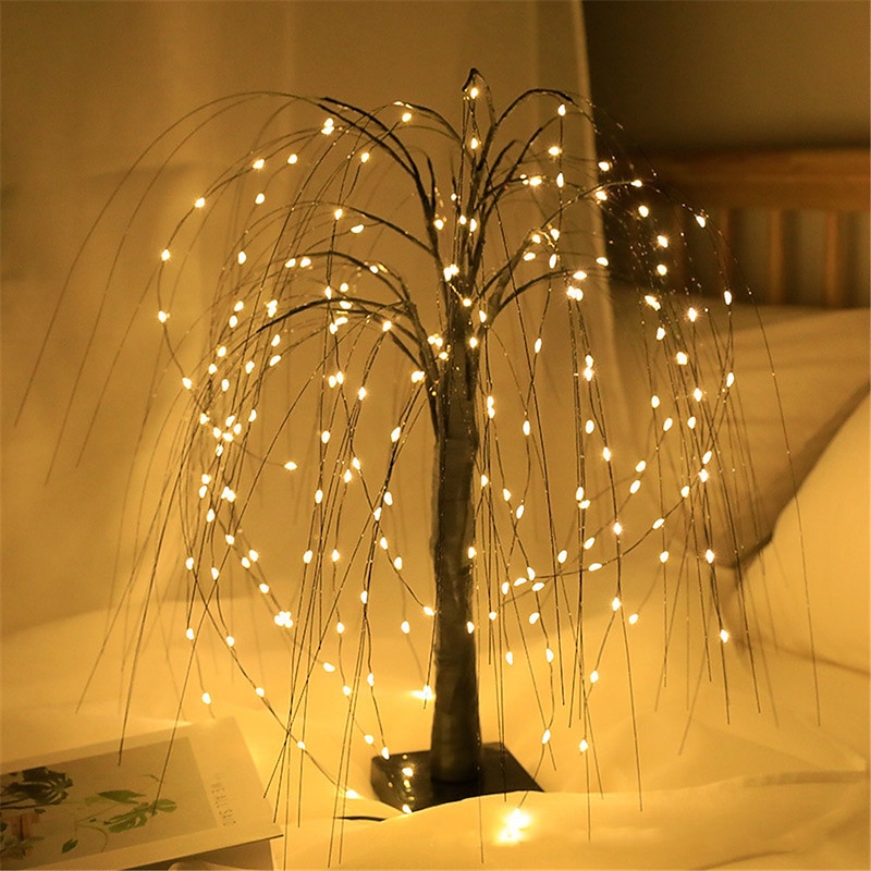 LED Willow Christmas Tree Night Light 192LEDs Touch Control 8 Modes Fairy Night Lamp For Bedroom Wedding Party Home Decoration4