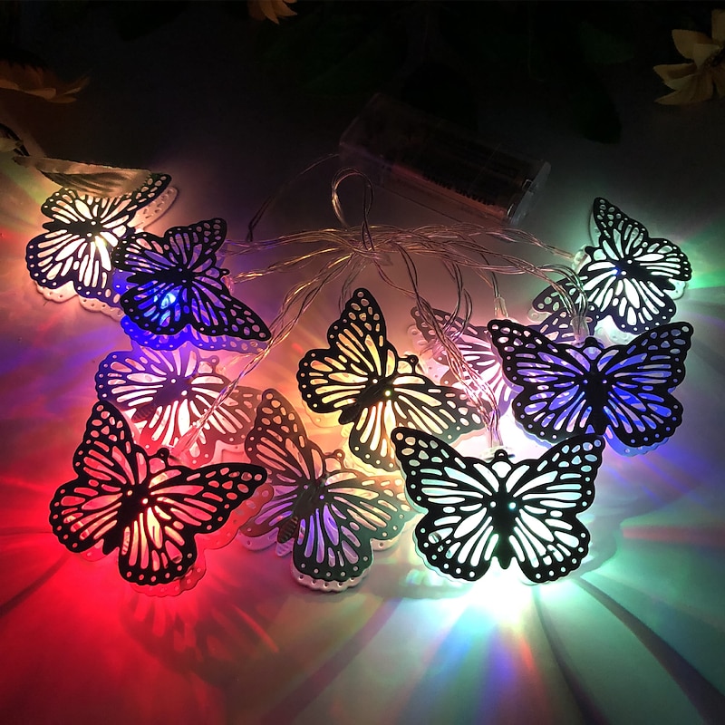 Butterfly LED Fairy String Lights Battery Powered 3m-20LED 1.5m-10LED Iron Arts Christmas Holiday Garden Home Decoration Hanging Lights