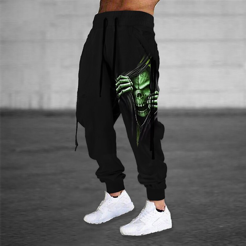 Halloween The Grim Reaper'S Hand Skull Mens Graphic Pants | Casual Sports Outdoor Black Cotton | Sweatpants Joggers Trousers Drawstring Side Pockets Elastic Waist Prints Comfort Breathable Daily Blend3