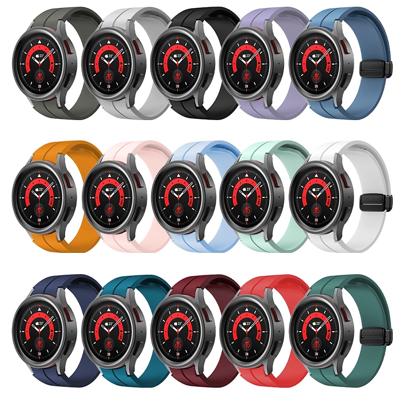 Watch Band for Samsung Galaxy Watch 7/6/5/4  40/44mm, Watch 5 Pro 45mm, Watch 6 Classic 43/47mm, Watch 4 Classic 42/46mm Silicone Replacement  Strap Magnetic Clasp Waterproof Adjustable Sport Band