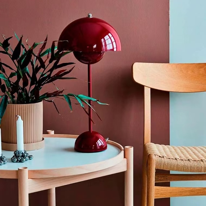 Modern Bud Macaron Table Lamp,Nordic Simple Rechargeable Touch Bedside Lamp, Denmark Designer Creative Mushroom Home Bedroom Night Light3