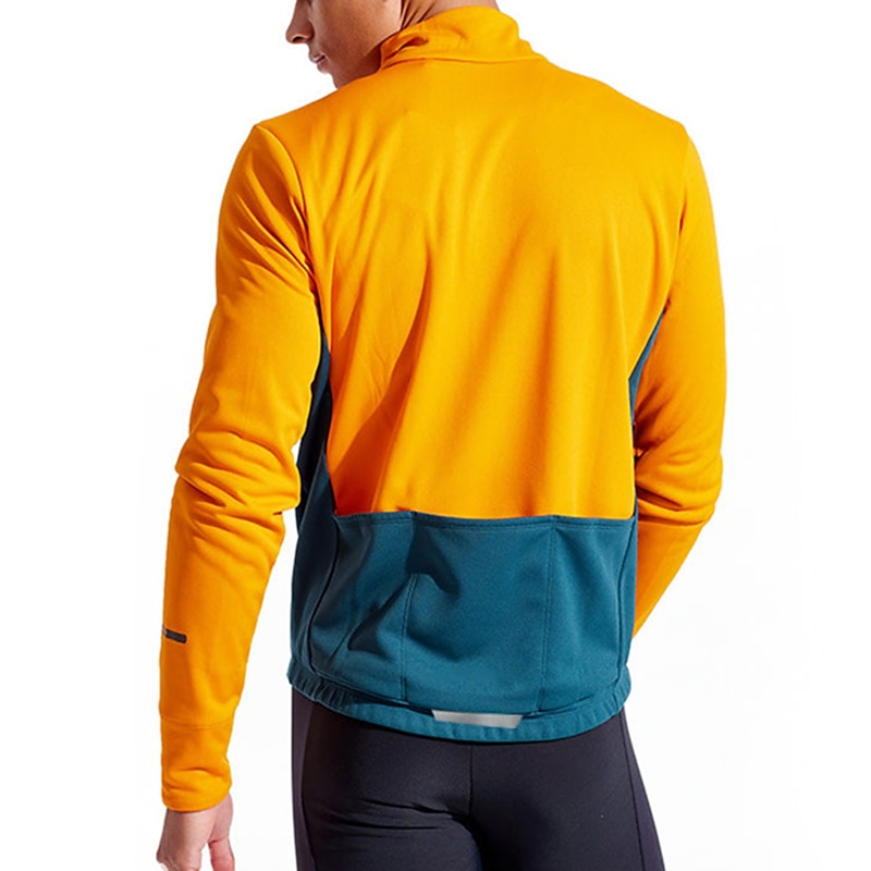 Men's Cycling Jersey Color Block Long Sleeve Bike Jersey Top with 3 Rear Pockets Mountain Bike MTB Road Bike Cycling Quick Dry Reflective Strips Back Pocket Moisture Wicking Sports Black Yellow Blue3