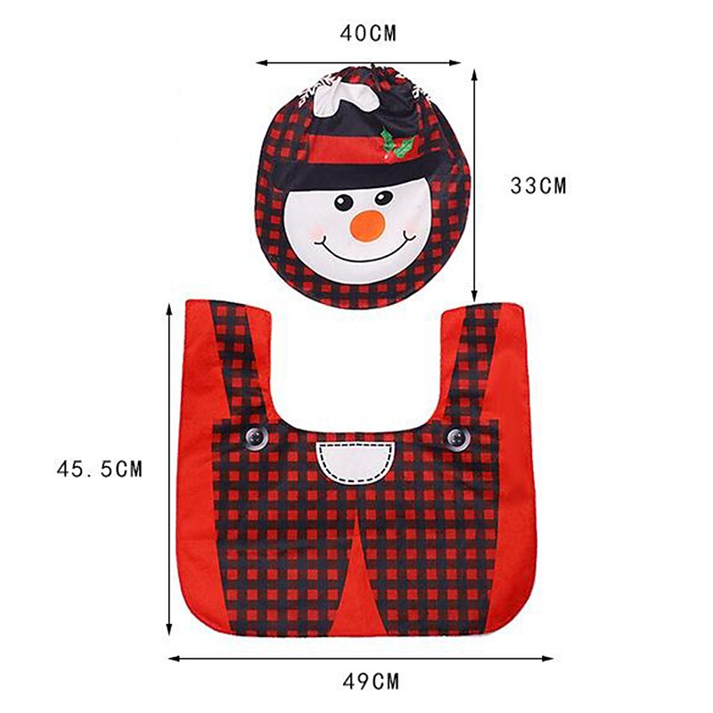 Christmas Toilet Cover Set Bathroom Decoration Creative Cartoon Old Man Snowman Toilet Cover Decoration Two-Piece Hotel Home Decoration2