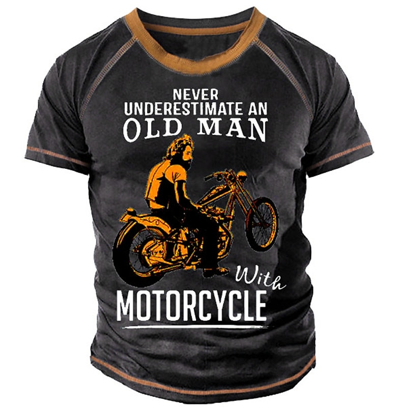 Men's Short Sleeve Graphic T-Shirt - Never Underestimate An Old Man With Motorcycle2