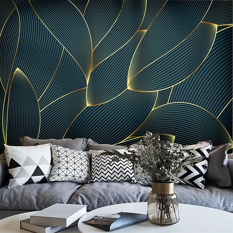 Cool Wallpapers 3D Abstract Mural Wallpaper Wall Mural Wall Stickers Leaves Abstract Outline Picture Suitable For Hotel Living Room Bedroom Art Deco4