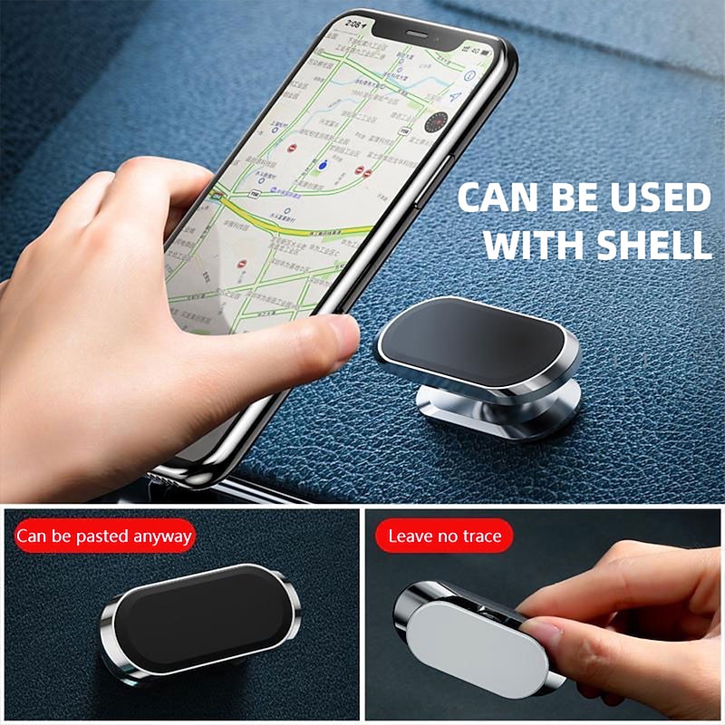 Magnetic Car Phone Holder Mount Easily Install 360° Rotation Magnetic Type Dashboard Mini Strip Shape Stand Compatible with All Smartphones3