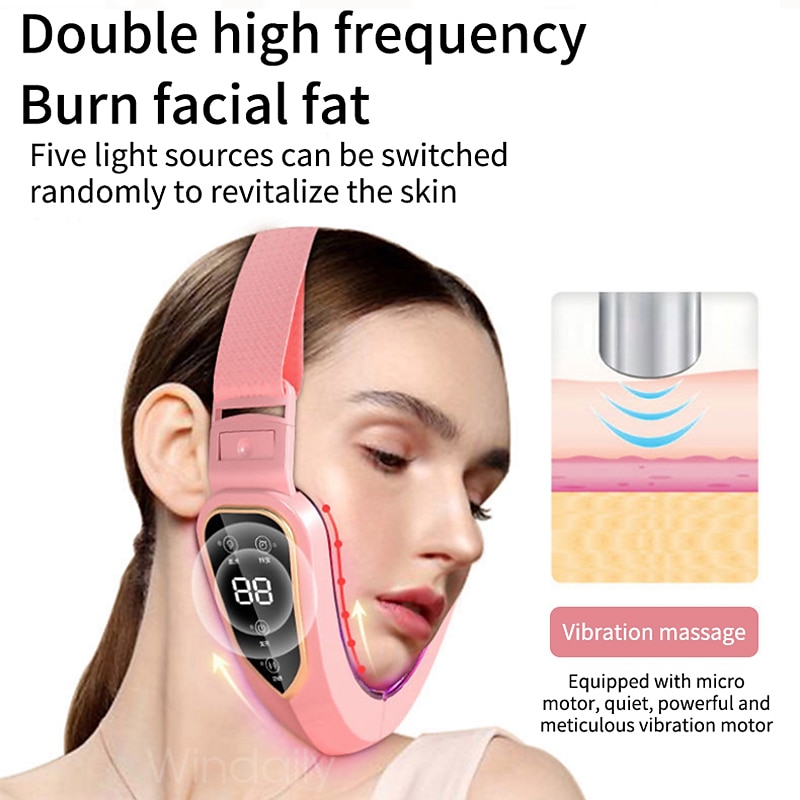 Facial Lifting Device LED Photon Therapy Facial Slimming Vibration Massager Double Chin V Face Shaped Cheek Lift Belt Machine3