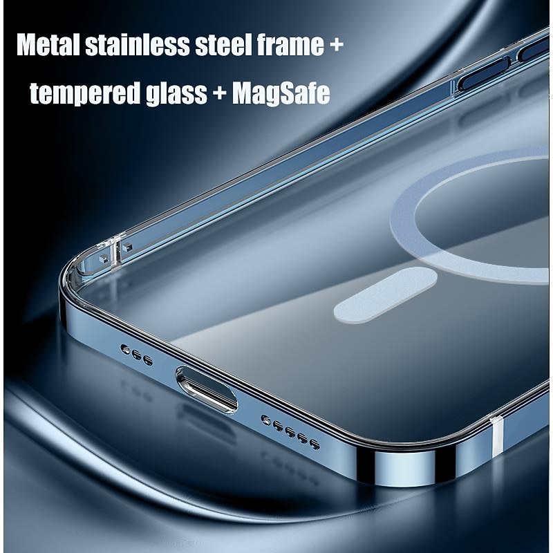 Phone Case For iPhone 16 15 14 Pro Max Plus 13 12 Pro Max With Magsafe Support Wireless Charging Shockproof Metal4