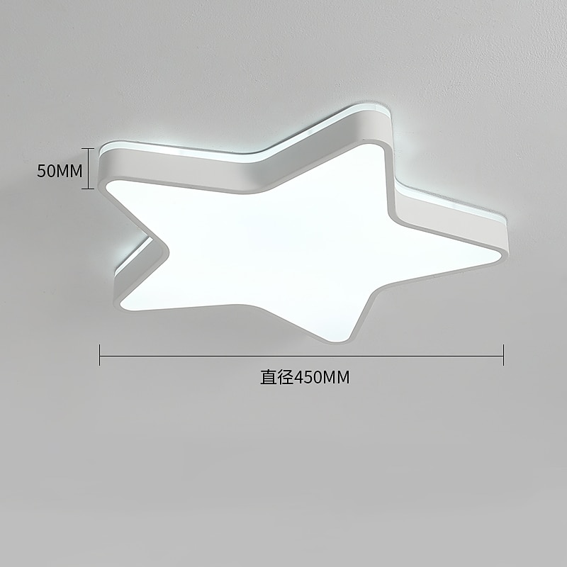 LED Ceiling Lights Color Star Shaped  Dimmable Children Room Flush Mount Ceiling Lamp Metal Wooden Baby Room Lighting Fixture for Boy's Girl's Room Kid's Bedroom(17.6")2