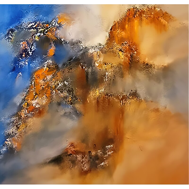 Handmade Oil Painting Canvas Wall Art Decor Abstract Colored Mountain Painting Original Landscape Painting for Home Decor With Stretched Frame/Without Inner Frame Painting4