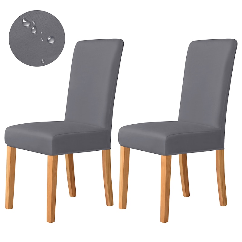 2 Pcs Waterproof Dining Chair Cover, Burgundy Stretch Spandex Parson Chair Slipcover Removable Washable Chair Protector for Home, Restaurant, Banquet2