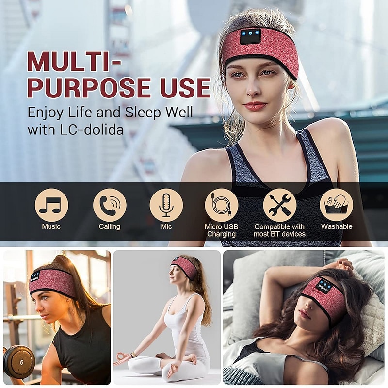 Sleep Headphones Bluetooth Headband Wireless Music Eye Mask Thin Stereo Speakers Mic Handsfree Music Earbuds for Side Sleepers Running Insomnia Travel Yoga Sleeping Band2