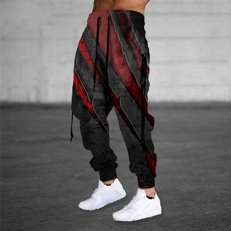 Men's Sweatpants Joggers Trousers Drawstring Elastic Waist 3D Print Graphic Prints Comfort Breathable Sports Outdoor Casual Daily Cotton Blend Terry Streetwear Designer Red Blue Micro-elastic