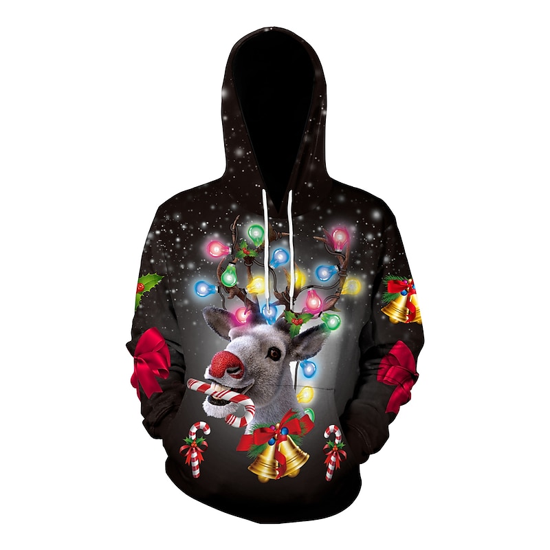 Christmas Reindeer Dog letter Hoodie Cartoon Manga Anime 3D Graphic For Couple's Men's Women's Adults' Christmas Carnival Masquerade 3D Print3
