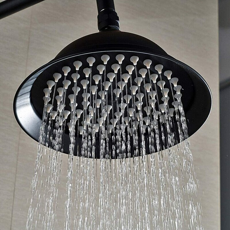 Vintage Shower System Faucet Combo Set Ceramic Mixer Valve, 8 inch Brass Rainfall Shower Head Showerhead with Handheld Spray, Antique Wall Mounted Tub and Shower Kit Bathroom Bath4