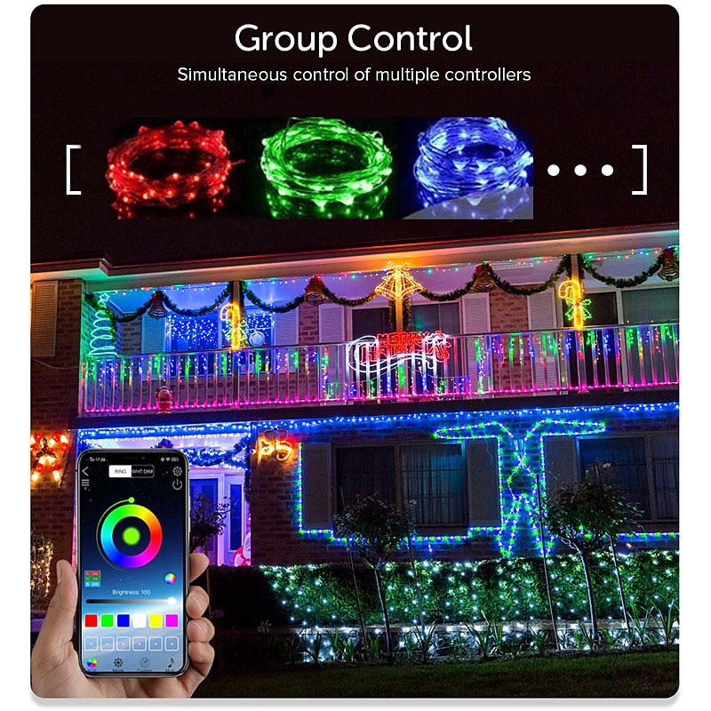 Christmas String Lights RGB 20/10/5m Remote Control Dot Control Magic Color LED Leather Wire String Lights 5m 10m 20m USB Bluetooth APP Control Christmas Atmosphere Decoration Outdoor Waterproof String Lamp2