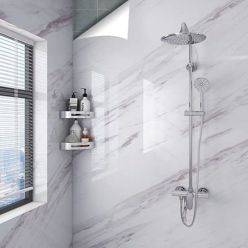 Abstract Marble Wallpaper Mural White Marble Wall Covering Sticker Peel and Stick Removable PVC/Vinyl Material Self Adhesive Wall Decor 300x60cm/118.1x23.62in for Living Room, Kitchen, Bathroom