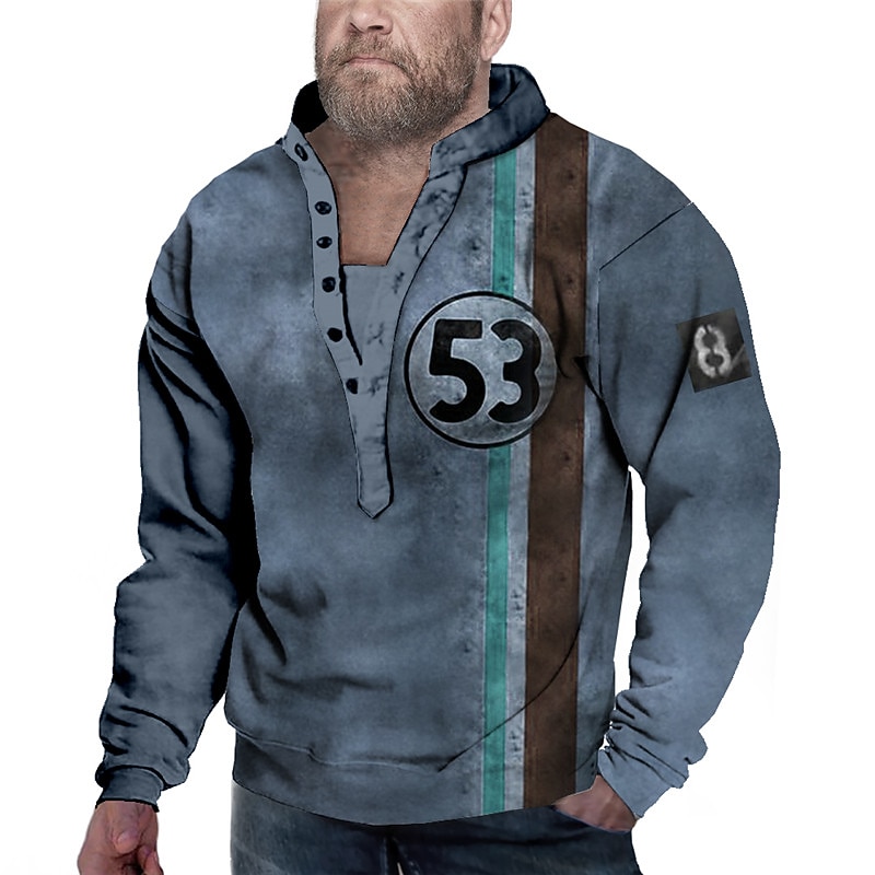 Men's Plus Size Sweatshirt Big and Tall Graphic Prints Standing Collar Long Sleeve Spring &  Fall Basic Designer Casual Big and Tall Daily Sports Tops2