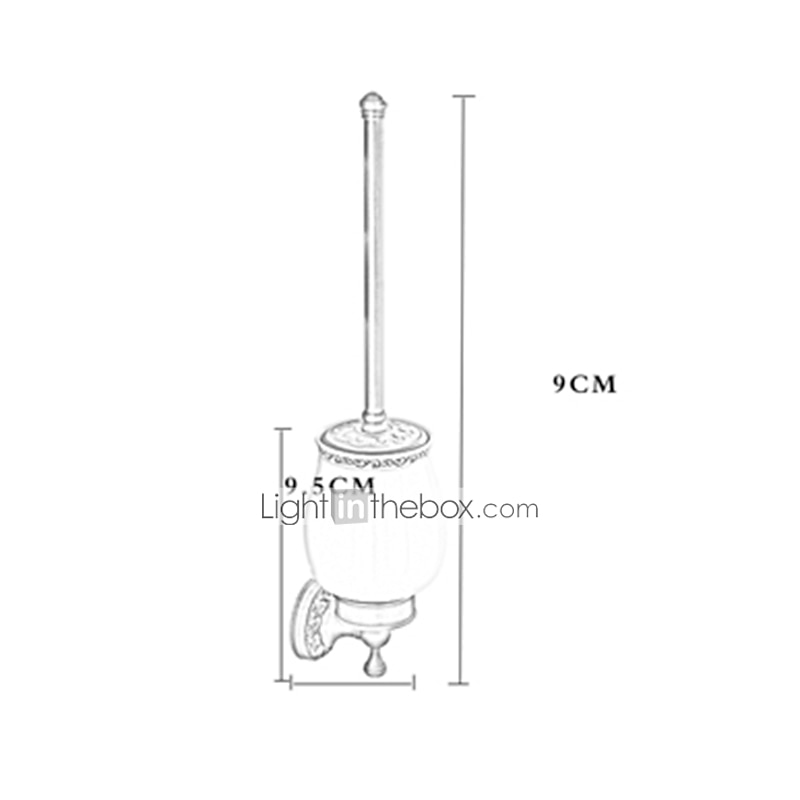 Toilet Brush with Holder,Antique Brass Ceramics  Wall Mounted Rubber Painted Toilet Bowl Brush and Holder for Bathroom2