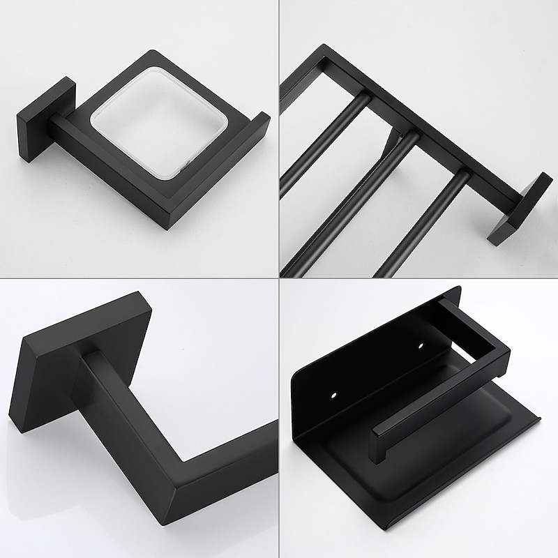 Bathroom Hardware Set 4 Pieces, SUS304 Stainless Steel Remodeled Wall Mounted Bathroom Accessories, Include 1 Towel Rack, 1 Towel Holder.1 Toilet Paper Holder,1 Toliet Brush Sets3