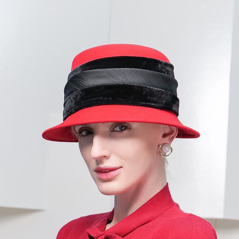 Vintage Style Elegant 100% Wool / Flannel Hats with Feather / Trim 1PC Special Occasion / Holiday Headpiece4