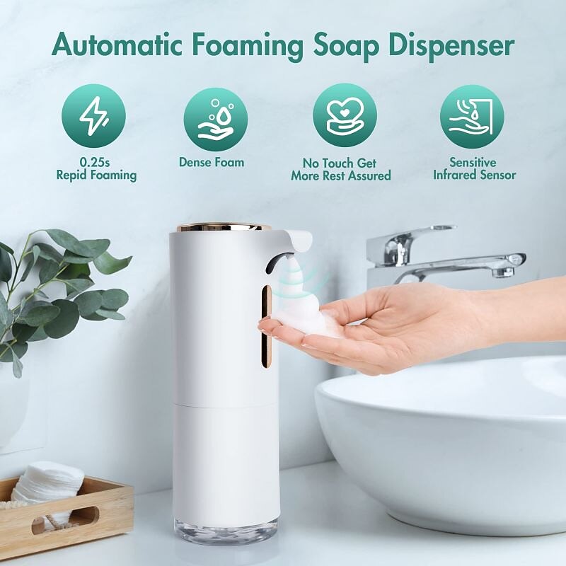 Soap Dispenser, Automatic Foaming Hand Soap Dispenser Touchless Foam Soap Dispenser Rechargeable Bathroom Countertop Soap Pump Xmas Gift 300ml2