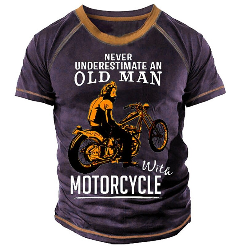 Men's Short Sleeve Graphic T-Shirt - Never Underestimate An Old Man With Motorcycle4