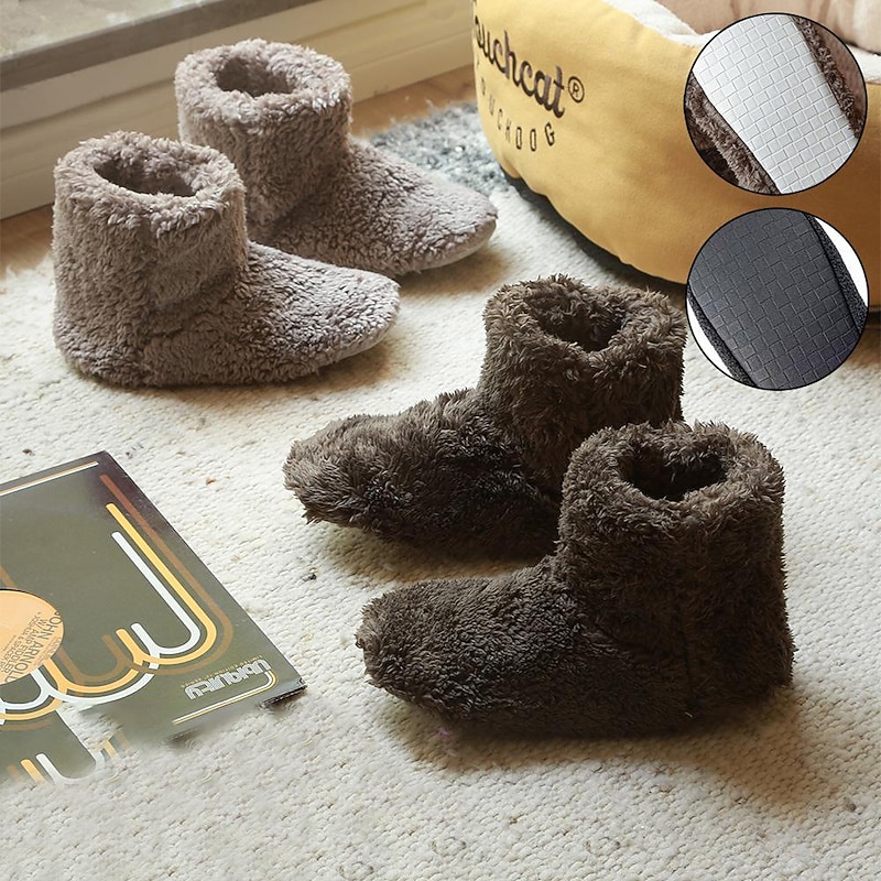 Women's And Men's Slipper Boots Faux Fur Comfort Warm Fuzzy Bootie Slippers Soft Plush Lining Cozy Slipper Sock for Winter3