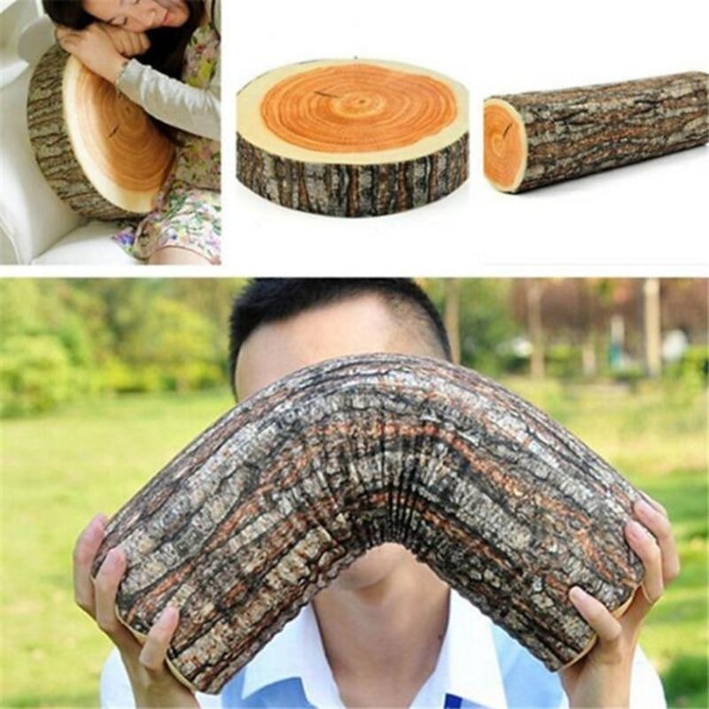 Natural Woods Design Log Soft Chair Cushion Pillows Round Woods Grain Stump Shaped Decorative Cushions3