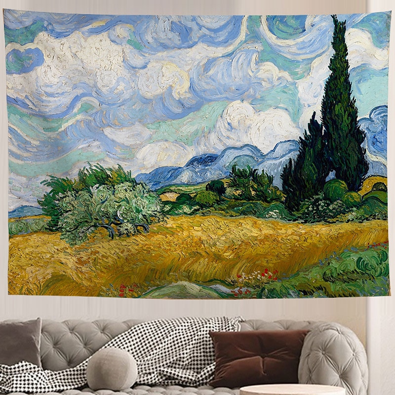 Van Gogh Painting Large Wall Tapestry Art Decor Blanket Curtain Hanging Home Bedroom Living Room Decoration Polyester2