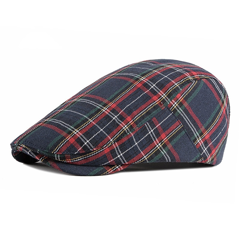 Men's Flat Cap Red Navy Blue Polyester Adjustable Buckle Print Simple 1920s Fashion Holiday Street Dailywear Weekend Plaid Portable Comfort Fashion3