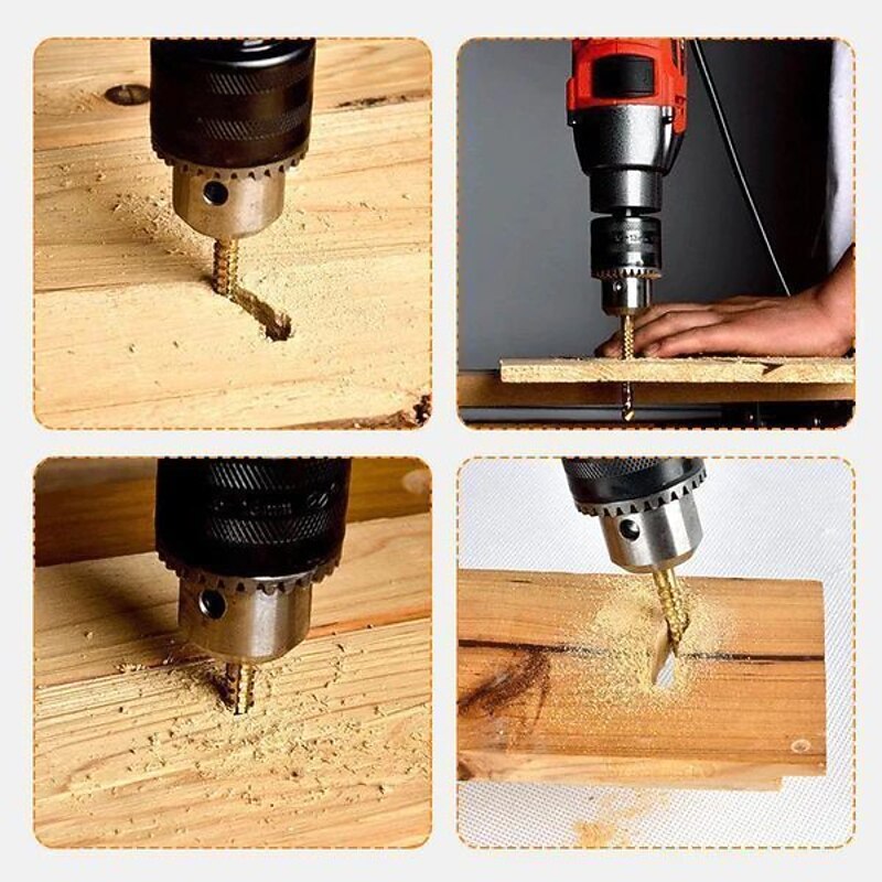 6pcs Electric Drill Bits Titanium Coated HSS Drill Saw Bits For Metal Milling Cutters For Wood Slotting 3/4/5/6/6.5/8mm3