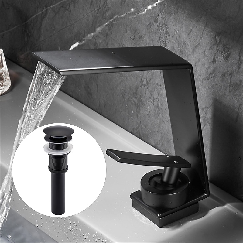 Bathroom Sink Faucet,Waterfall Brass Single Handle One Holes Bath Tap with Hot and Cold Switch4