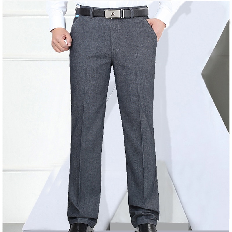 Men's Dress Pants Trousers Casual Pants Pocket Straight Leg Plain Comfort Breathable Full Length Wedding Casual Daily 100% Cotton Stylish Chic & Modern ArmyGreen Black High Waist Inelastic4