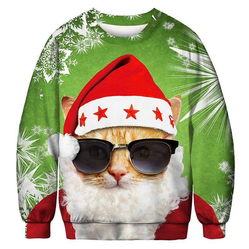 Christmas Cat Hoodie Cartoon Manga Anime 3D Print 3D Graphic For Couple's Men's Women's Adults' Christmas Carnival Masquerade 3D Print3