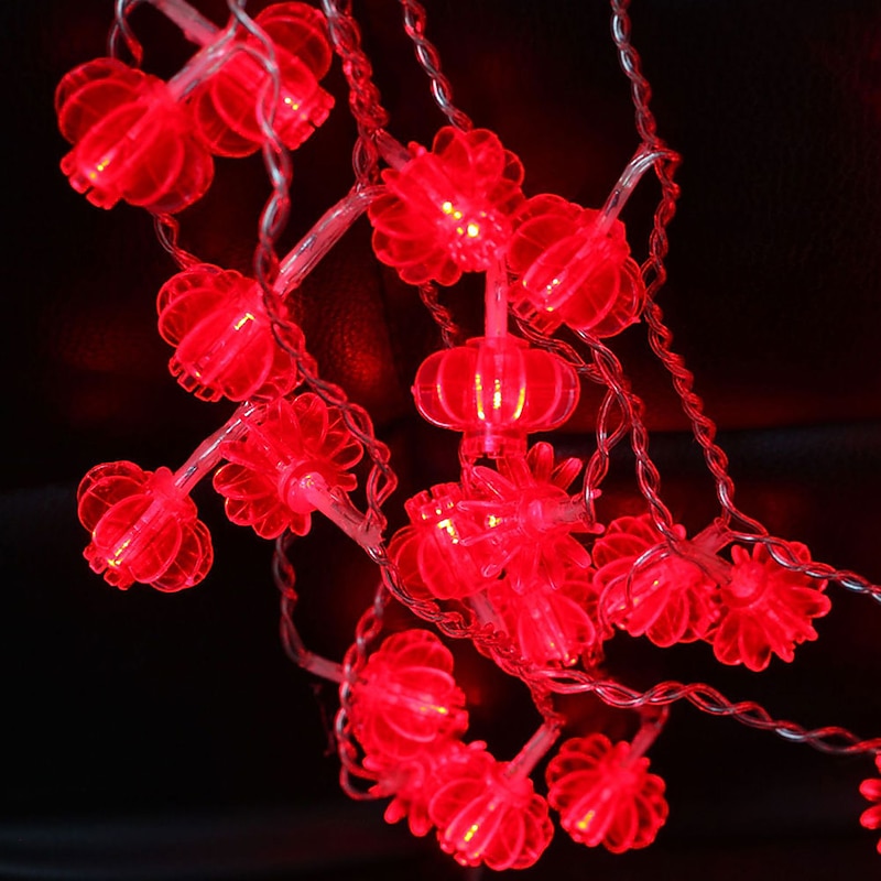 Red Lantern String Lights, Battery Powered Fairy Lights Warm White for Christmas Holiday, Party & Home Decor 1.5M/3M/4M/5M/10M/20M4