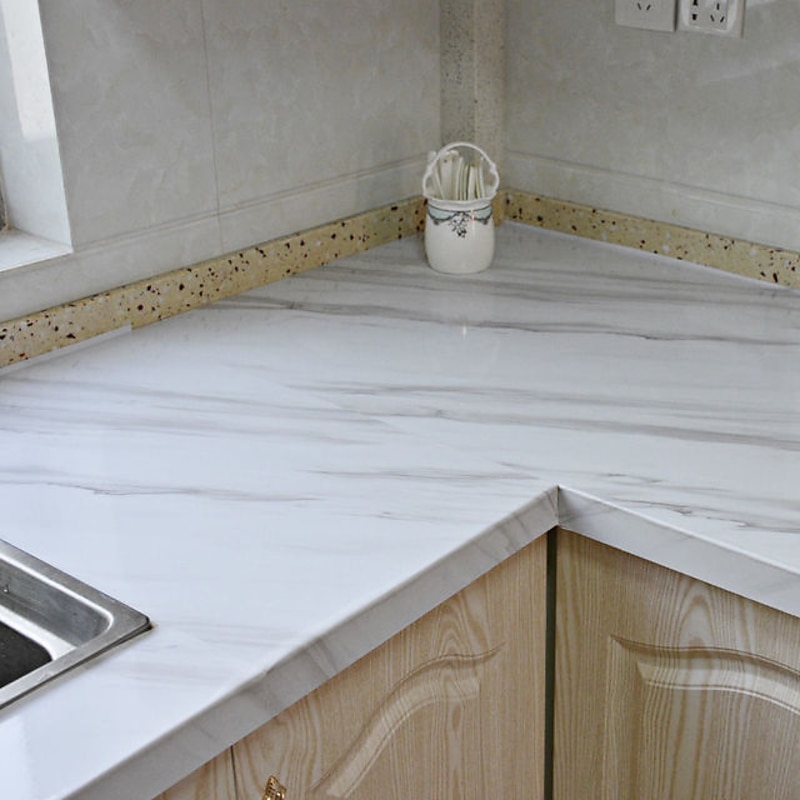 Abstract Marble Wallpaper Mural White Marble Wall Covering Sticker Peel and Stick Removable PVC/Vinyl Material Self Adhesive Wall Decor 300x60cm/118.1x23.62in for Living Room, Kitchen, Bathroom4