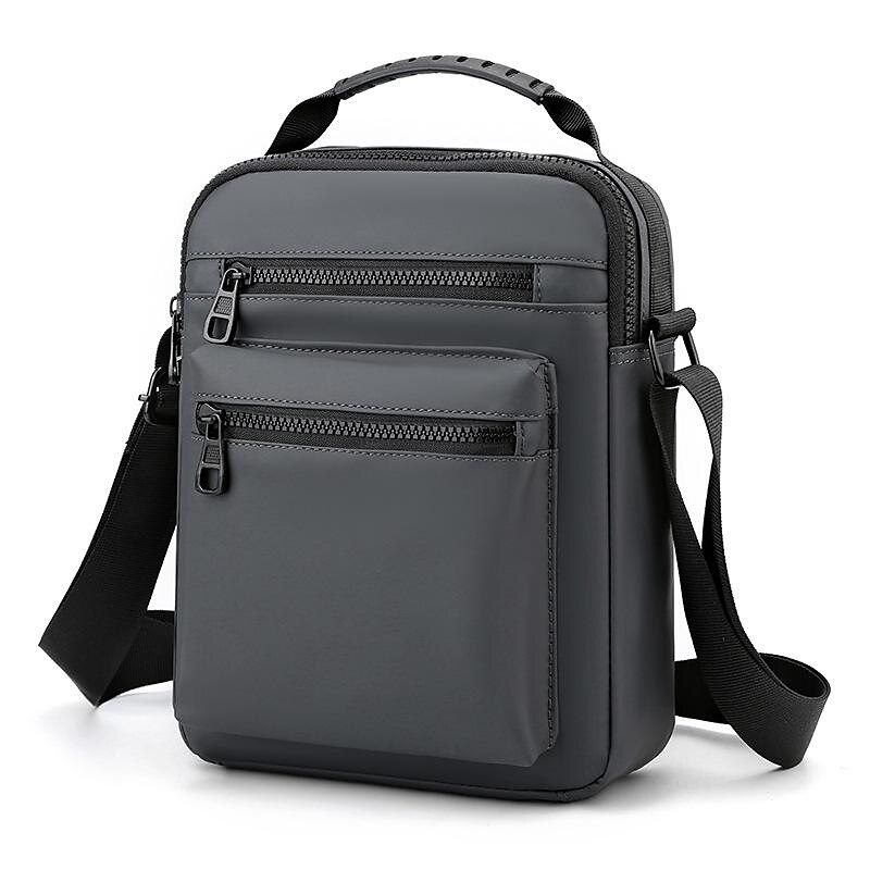 Men's Waterproof Nylon Crossbody Bag, Multi - Pocket Dual Zipper Design, Sleek Durable for Work Travel Everyday Use3
