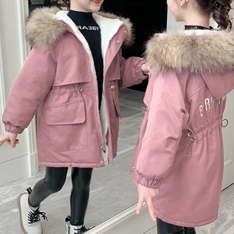 Kids Girls' Parka Letter Active School Coat Outerwear 7-13 Years Fall Pink Red Blue