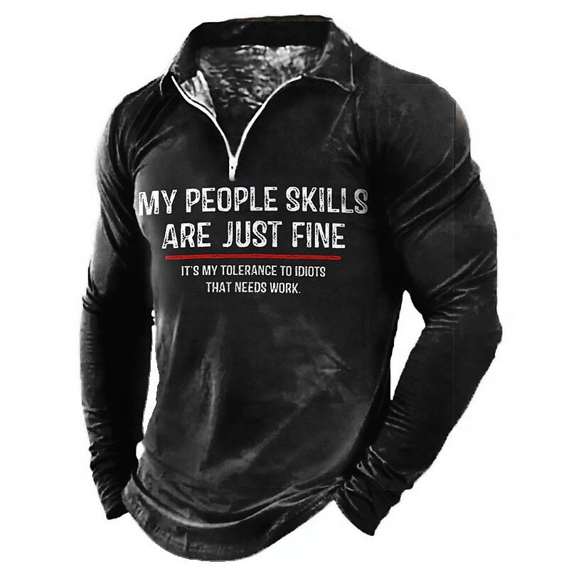 Men's Long Sleeve Graphic Tee - Funny 'My People Skills Are Fine, My Tolerance to Idiots That Needs Work'2