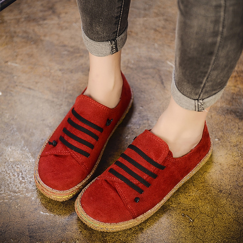 Women's Brown Suede Slip-On Shoes – Comfortable Casual Sneakers with Elastic Straps for Everyday Wear and Outdoor Activities4