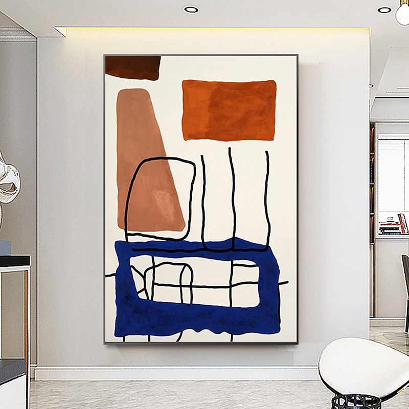 Mintura Handmade Geometric Color Piece Oil Paintings On Canvas Wall Art Decoration Modern Abstract Picture For Home Decor Rolled Frameless Unstretched Painting