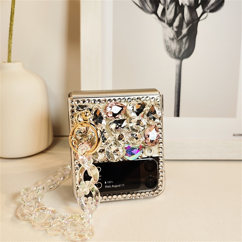 Phone Case For Samsung Galaxy Z Flip 7 Z Flip 6 Z Flip 5 Z Flip 4 Z Flip 3 Flip Bumper Frame Rhinestone Full Body Protective Crystal Diamond PC2
