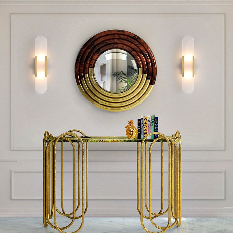 LED Wall Light Marble Oval Sconce Modern Warm light Lighting Fixture Modern Indoor Wall Lamps Bedroom Dining Room Copper 110-240V2