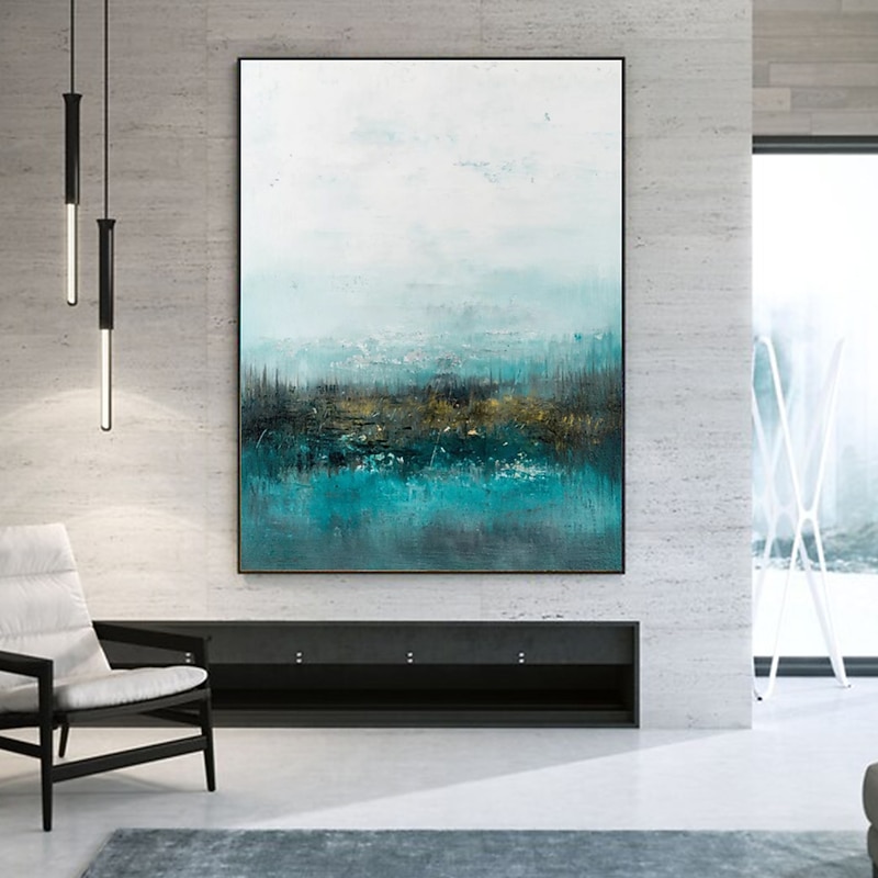 Handmade Oil Painting Canvas Wall Art Decorative Abstract Knife Painting Landscape Green For Home Decor Rolled Frameless Unstretched Painting4