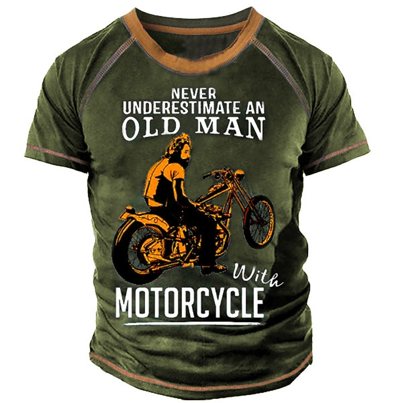 Men's Short Sleeve Graphic T-Shirt - Never Underestimate An Old Man With Motorcycle3