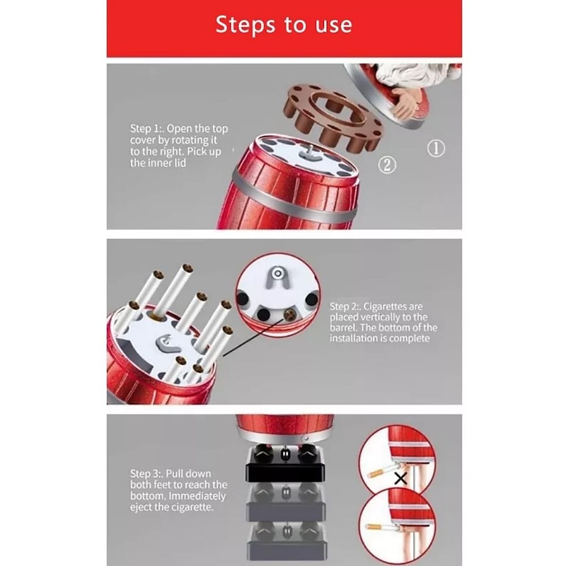 Christmas Funny Santa Claus Cigarette Holder, Creative Spoof Cigarette Box, Santa Claus in The Wooden Barrel Cigarette Box Figurines Statue Christmas Gifts for Man2